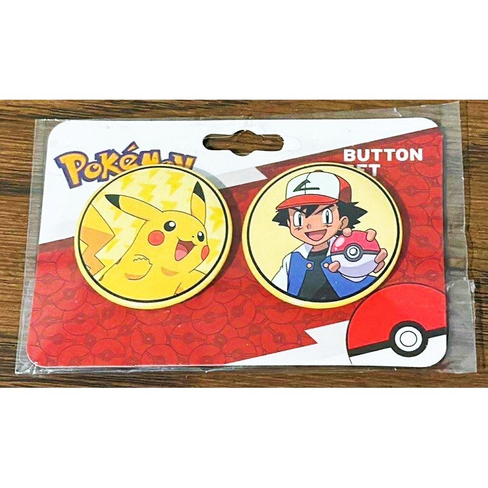 POKEMON BUTTON SET Ash And Pikachu Collector's NEW RARE